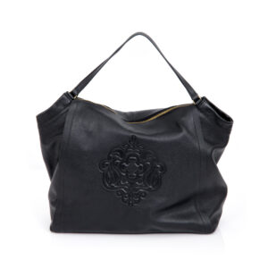 BOLSA GRANDE PRETA DE COURO SHOPPER